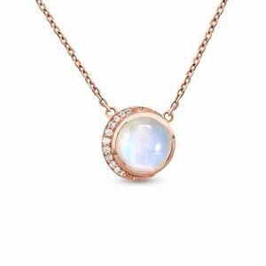 Los Angeles Boutique Rose Gold Stimulated Moonstone Boho Chain Necklace Designer